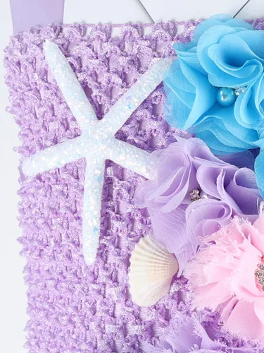 Vista 4 de Doctor Unicorn Conjunto de disfraz de sirena para niñas, vestido de sirena tutú con diadema