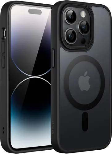 Vista 8 de JETech Funda magnética mate para iPhone 14, color negro Compatible con MagSafe, parte trasera mate translúcida, protección delgada a prueba