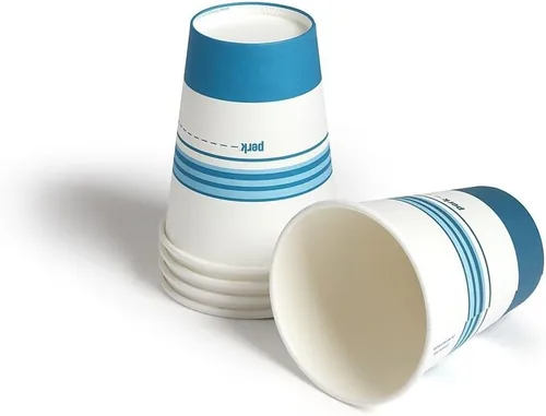 Vista 2 de Perk Vasos calientes de papel de 12 onzas, blanco/azul, 500 unidades Vasos de papel aislados para café y bebidas calientes en oficinas y salas
