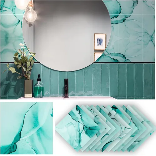Vista 6 de 12 calcomanías mate para azulejos de pared, despegar y pegar, autoadhesivas, calcomanías de vinilo para azulejos de pared, adhesivo de PVC