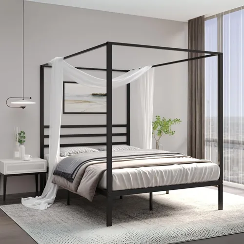 Vista 16 de Golden Gate Beds, base de cama de plataforma de metal, resistente, base de colchón de acero resistente, no necesita somier, fácil montaje, base Negro