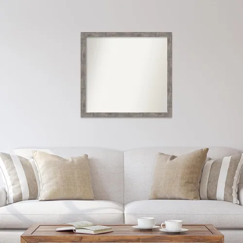 Vista 189 de Amanti Art Silver Bathroom Mirror for Over Sink, 26x35 Custom Made Marred Pewter Rectangle Vanity Mirror, Large Casual Wood Frame, Hangs Horizonally