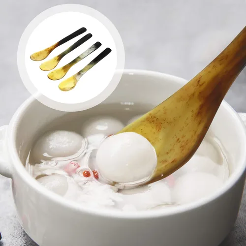 Vista 4 de Cuerno de búfalo Cuerno Buey Cuerno Cucharas Espresso para Té Postre Pastel Aperitivo 6.9 in