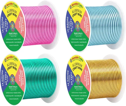Vista 56 de Mandala Crafts - Alambre de aluminio anodizado de calibre 22 para hacer joyas - 137.2 m de alambre flexible surtido y coloreado - Doble para bonsái