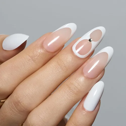 Vista 24 de Modelones Uñas postizas a presión color rosa almendra, uñas postizas cortas de primavera, kit de uñas reutilizables con pegamento de uñas, mini lima