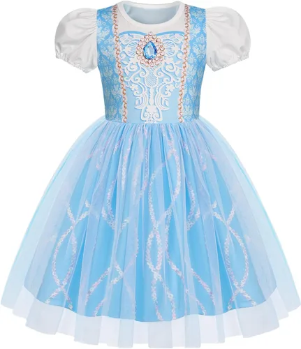 Vista 7 de Vestido de princesa para niñas, vestido de tul, disfraz de princesa, trajes Rosa