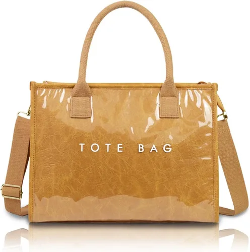 Vista 9 de Bolsa de PVC para mujer, ligera, con compartimentos, bolsa de hombro para viajes, trabajo, gimnasio
