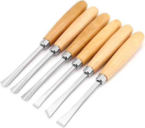 Vista 2 de Juego de cinceles de mano de tallado de madera profesional, herramientas de escultura de carpintería, 6 uds. para torno