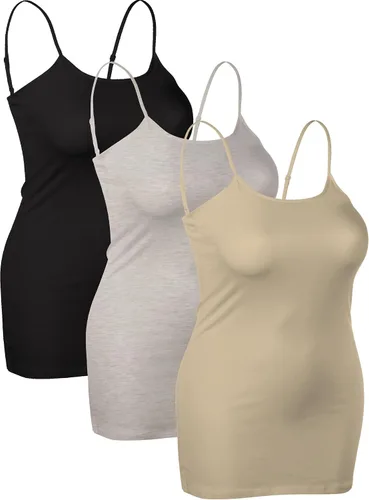 Vista 193 de Emmalise Camisola larga casual básica para mujer, con tirantes ajustables, top en capas