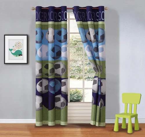 Vista 5 de MK Home Juego de 2 paneles de cortinas con ojales para niños (dinosaurio azul)