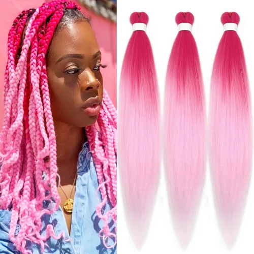 Vista 11 de Pelo trenzado corto 1B negro preestirado Extensiones de pelo trenzado para niños para trenzas de caja sin nudos, pelo trenzado preestirado de 16
