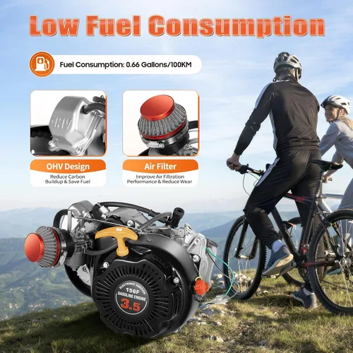 Vista 4 de Kit de motor motorizado a gas de 4 tiempos de 100 cc, conjunto de motor de bicicleta, motor modificado para bicicleta, refrigeración por aire de un
