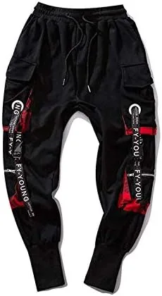 Vista 6 de HONIEE Pantalones deportivos hiphop punk para hombre