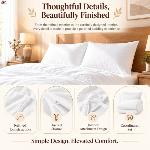 Vista 52 de ARlinen Juego de funda de edredón de tamaño individual, 100% algodón egipcio, juego de ropa de cama de 3 piezas con cierre de cremallera, incluye 1