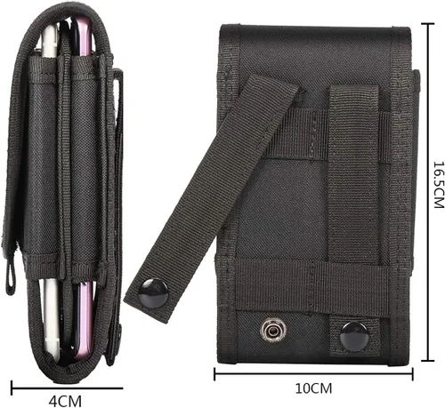 Vista 5 de Funda de teléfono de doble capacidad, bolsa táctica Molle para cinturón con parche de bandera para iPhone 17 Pro Max/16 Pro Max/16Pro/15ProMax/14