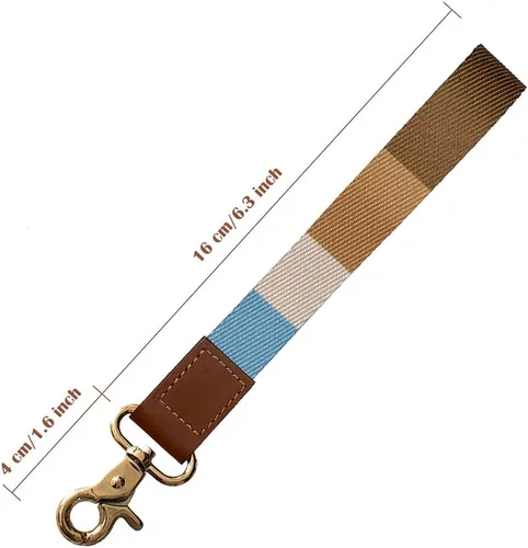 Vista 2 de Cordón de muñeca para llaves, lindo muñequero de mano para hombres, correa de llave de coche, llavero para teléfono celular, tarjetas de Azul Marrón