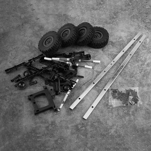 Vista 9 de Chasis de rastro de tanque de aceite, simulación de plástico de metal, tanque de aceite, kit de neumáticos de repuesto, durabilidad, tanques