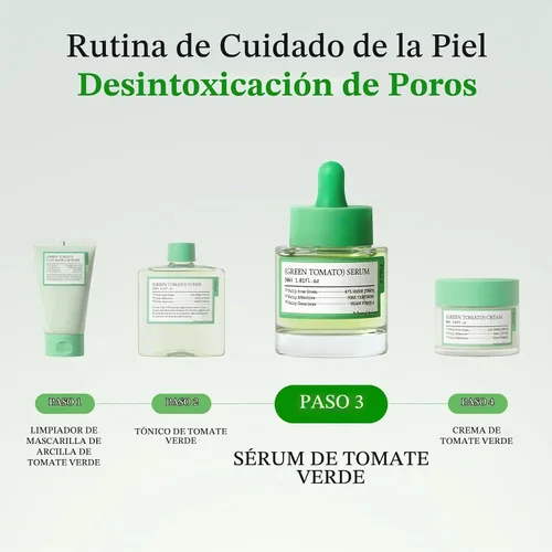 Vista 8 de FULLY Suero de tomate verde, apriete de poros con extracto de tomate verde al 67%, vitamina C y PHA, refuerzo de elastciudad e hidratación