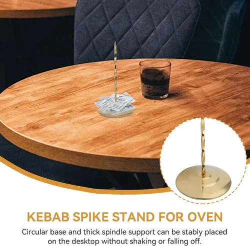 Vista 5 de Soporte para púas de recibos, de acero inoxidable, para restaurante, escritorio, soporte para recibos, espiga, tenedor, husillo de comprobación