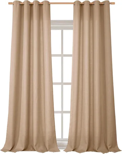 Vista 83 de BGment Cortinas de Lino Beige de 63 Pulgadas de Largo 2 Paneles - Tratamientos para Ventanas con Textura de Arpillera Filtrantes de Luz Cortinas