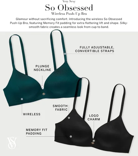 Vista 4 de Victoria's Secret So Obsessed - Brasier push up inalámbrico, muy sexy, sujetadores para mujer (32A-38DDD)