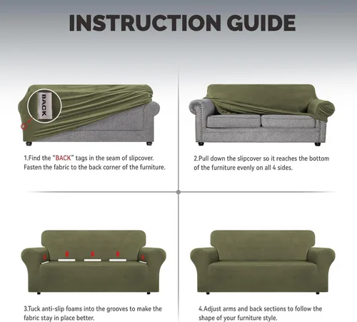 Vista 6 de WEERRW Funda de sofá de terciopelo, funda de sofá de alta elasticidad con espuma antideslizante y parte inferior elástica, protector de muebles