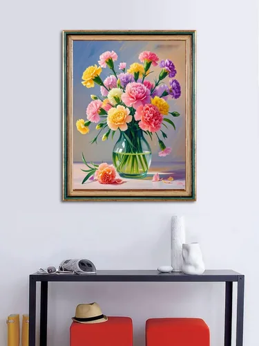 Vista 3 de ACANDYL Kit de pintura de flores por números para adultos principiantes pintura por números para adultos, lienzo de clavel, pintura por números