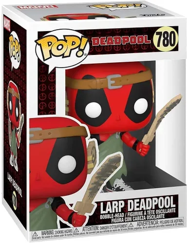 Vista 3 de POP Marvel: Deadpool 30th - Figura de vinilo Larping Deadpool Funko (con funda protectora de caja compatible), multicolor, 3.75 pulgadas