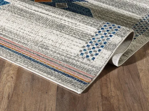 Vista 7 de Abani Porto Collection - Alfombra rectangular de 3 x 5 pies, alfombra decorativa rectangular con estampado tribal beige turco y azul