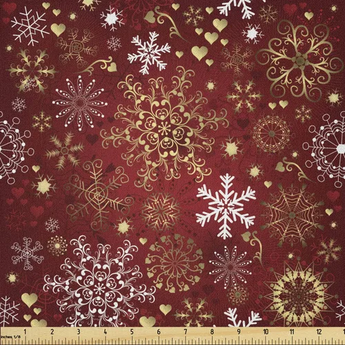 Vista 52 de Ambesonne Tela Navideña por Yarda, Tema Navideño Colorido Vivo Piñas de Pino Ramas Hombre de Jengibre Imagen de Bayas Estampada, Tela de Punto