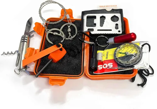 Vista 2 de HTTMT- Kit de Supervivencia 10 en 1 Herramientas de Emergencia Plegables Portátiles Militar Camping Táctico Desastre al Aire Libre Zombie