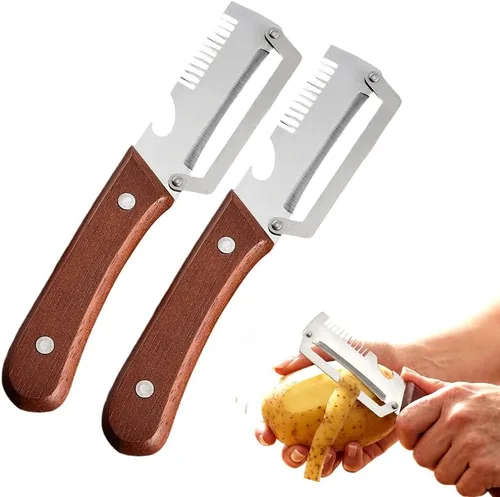 Vista 11 de Multi-Functional Vegetable Peeler for Kitchen, 2026 New Premium Vegetable Peeler with Wooden Handle and Bottle Opener, Stainless Steel Peeling Tool