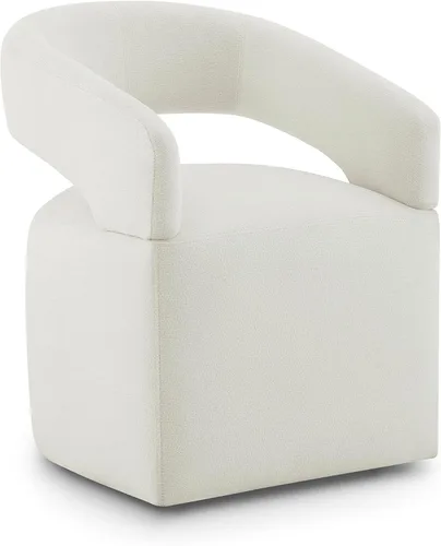 Vista 27 de KISLOT Juego de 1 sillas de comedor tapizadas con ruedas, color beige crema