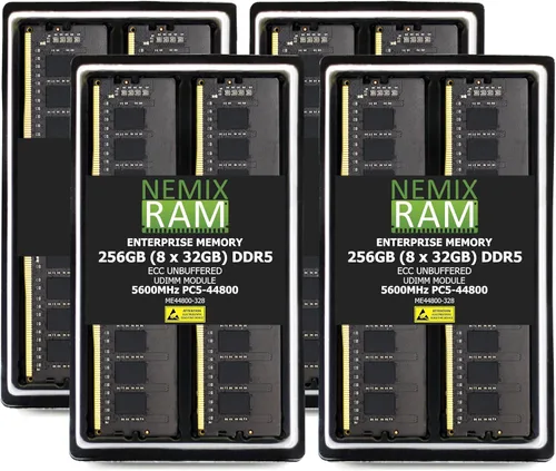 Vista 8 de Memoria NEMIX RAM UDIMM UDIMM sin búfer de 32 GB 1X32GB DDR5 5600 MHZ PC5-44800 2Rx8 1.1V CL46 288-PIN ECC sin búfer