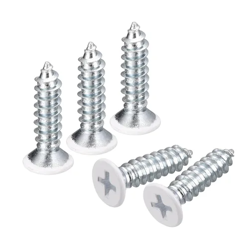 Vista 15 de uxcell Tornillos blancos ST2x4mm Tornillos autorroscantes, 100 tornillos Phillips de cabeza plana para madera para carpintería