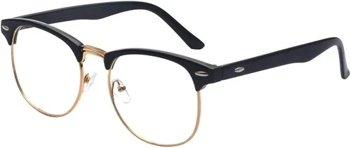 Vista 10 de gafas con lentes transparentes de cuerno lustrado medio marco clásicos, retro, vintage Oro