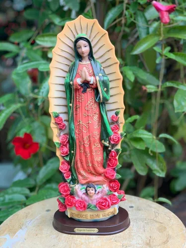Vista 4 de Estatua de Nuestra Señora de Guadalupe Virgen De Guadalupe 13" de alto