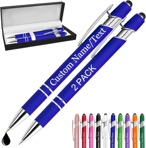 Vista 47 de Bolígrafos personalizados con nombre, paquete de 10 bolígrafos personalizados a granel, bolígrafo de tinta negra grabada con punta de lápiz óptico
