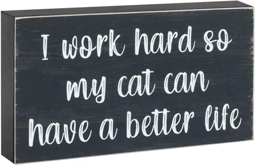 Vista 7 de Esur Bonita decoración de escritorio de oficina en casa para mujeres y hombres, regalos para amantes de los gatos, divertido letrero inspirador