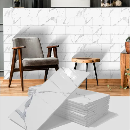 Vista 9 de TUOKING 3 Piezas Azulejos Despegar y Pegar para Salpicadero de Cocina 4"x 12" PVC Autoadhesivos Subway Mate Imitación Piedra Panel de Pared Ladrillo