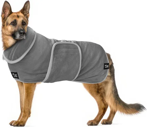 Vista 18 de Tuff Pupper Bata de baño para perro de secado rápido, toalla de felpa de 800 GSM, bata de baño súper absorbente para mascotas y cachorros, capucha