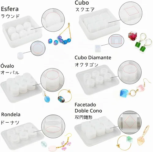 Vista 5 de Moldes de resina para cuentas con orificio para joyería de cabujón de gemas, 14