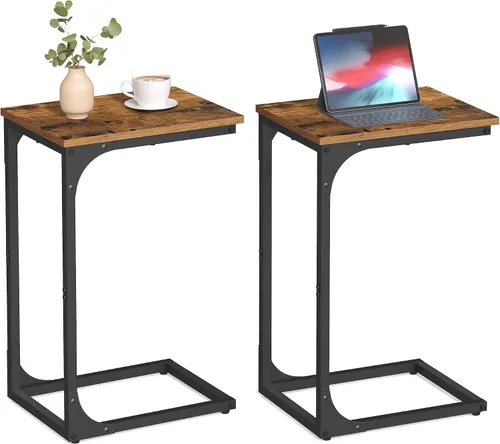 Vista 8 de VASAGLE - Mesa auxiliar en forma de C, mesa lateral pequeña para sofá, mesa de sofá con estructura metálica para sala de estar, dormitorio, mesita