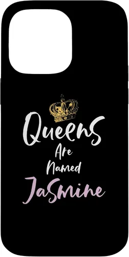 Vista 21 de Jasmine Name Queen - Carcasa para iPhone 17, color rosa y negro