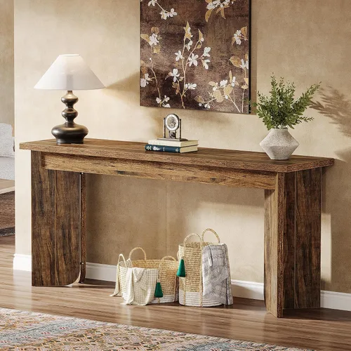 Vista 8 de Tribesigns Mesa consola de sofá de 70.9 pulgadas, mesa de entrada extra larga de madera con mesa ampliada, consola de granja detrás del sofá