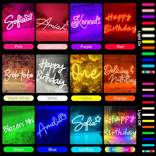 Vista 7 de Letrero de neón personalizado, letreros de luz de neón LED personalizables, decoración de pared para dormitorio, letrero de neón regulable