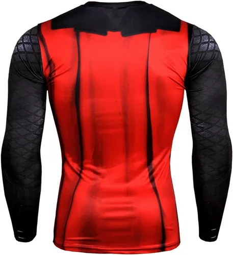 Vista 3 de 3D Super Hero Close-Fitting Quick-Drying Elastic Sport Cosplay T-Shirt Long Sleeve