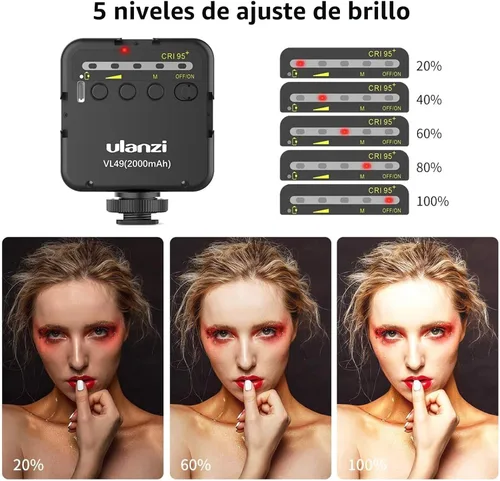 Vista 3 de ULANZI VL49 luz de vídeo LED de 2000mAh con 3 zapata fría, luz suave recargable, iluminación portátil para fotografía para DJI OSMO Sony DSLR Canon