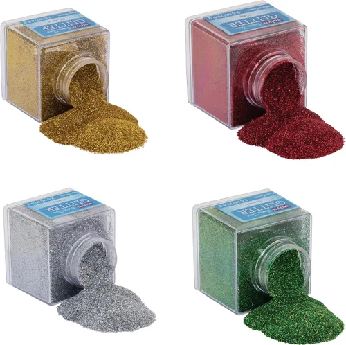 Vista 5 de Sulyn Paquete de purpurina extrafina para Navidad, kit de purpurina dorada, plata, roja y verde para artes y manualidades, paquete de 4