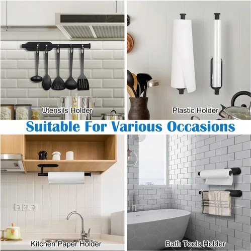 Vista 5 de Portarrollos de Papel para Cocina, Toallas de Papel a Granel - Autoadhesivos para Debajo del Gabinete, Ambos Disponibles en Adhesivo y Tornillos
